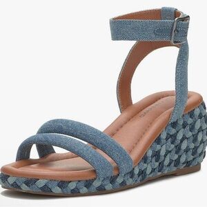 Lucky Brand Naylicia Sandals Denim Wedges - size 8.5